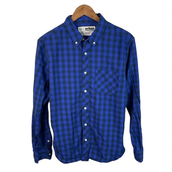BF486 Mens Urban Pipeline Trendy Plaid Hipster Checkered Button Down Shirt M - Picture 1 of 5
